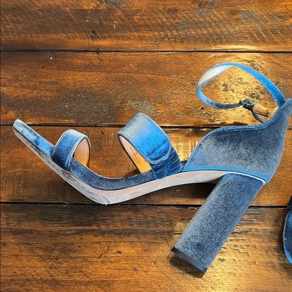 Vince Camuto Robeka Blue Velvet Heeled Sandals - Picture 5 of 10